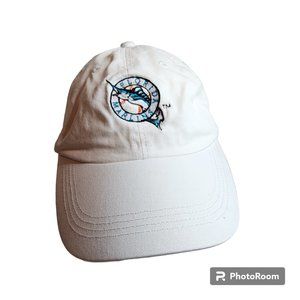 Vintage Florida Marlins FSN Signature Adjustable Hat White Logo Embroidered Y2K